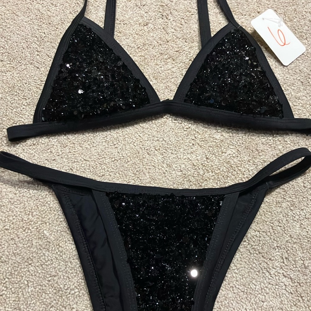 Black Sequin Bikini Set